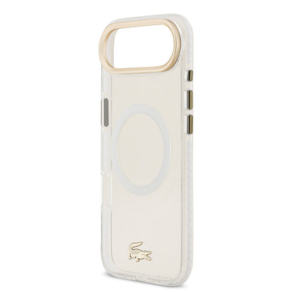 iPhone 17 Air Kılıf Lacoste Orjinal Lisanslı M-safe Şarj Özellikli Gold Timsah Logolu Buzlu Kılıf