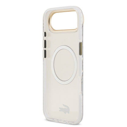 iPhone 17 Air Kılıf Lacoste Orjinal Lisanslı M-safe Şarj Özellikli Gold Timsah Logolu Buzlu Kılıf