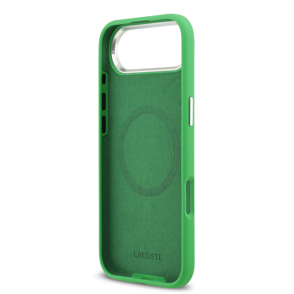 iPhone 17 Air Kılıf Lacoste Orjinal Lisanslı M-safe Şarj Özellikli İkonik Logolu Metal Kamera Çerçeveli Silikon Kılıf