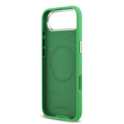 Apple iPhone 17 Air Kılıf Lacoste Orjinal Lisanslı M-safe Şarj Özellikli İkonik Logolu Metal Kamera Çerçeveli Silikon Kapak Siyah