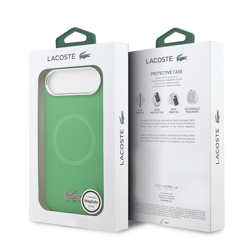 iPhone 17 Air Kılıf Lacoste Orjinal Lisanslı M-safe Şarj Özellikli İkonik Logolu Metal Kamera Çerçeveli Silikon Kılıf