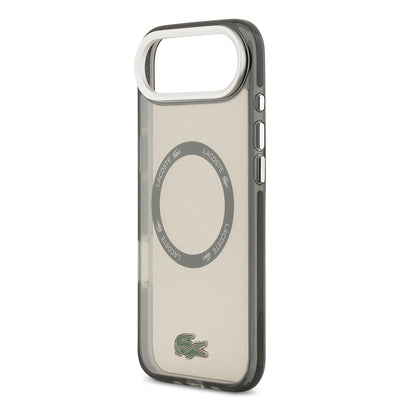 Apple iPhone 17 Air Kılıf Lacoste Orjinal Lisanslı M-safe Şarj Özellikli İkonik Timsah Logolu Buzlu Kapak Gri