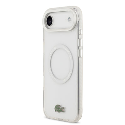 Apple iPhone 17 Air Kılıf Lacoste Orjinal Lisanslı M-safe Şarj Özellikli İkonik Timsah Logolu Buzlu Kapak Beyaz