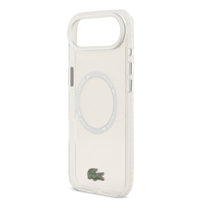 Apple iPhone 17 Air Kılıf Lacoste Orjinal Lisanslı M-safe Şarj Özellikli İkonik Timsah Logolu Buzlu Kapak Beyaz