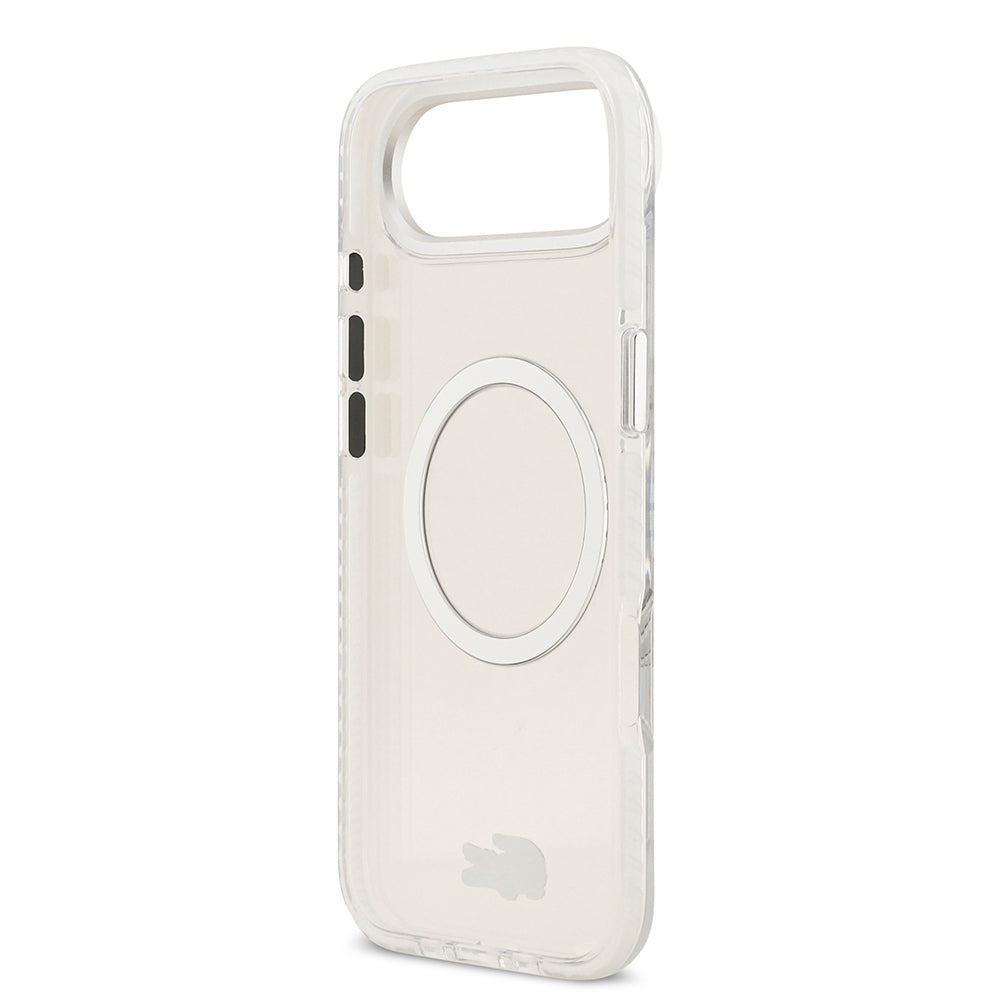 Apple iPhone 17 Air Kılıf Lacoste Orjinal Lisanslı M-safe Şarj Özellikli İkonik Timsah Logolu Buzlu Kapak Gri