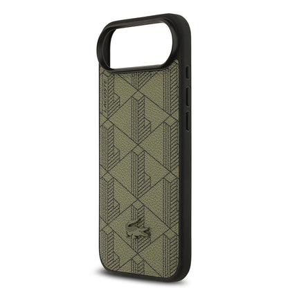 iPhone 17 Air Kılıf Lacoste Orjinal Lisanslı M-safe Şarj Özellikli PU Deri Tasarımlı Kartlıklı Karışık Monogram Desenli Kılıf