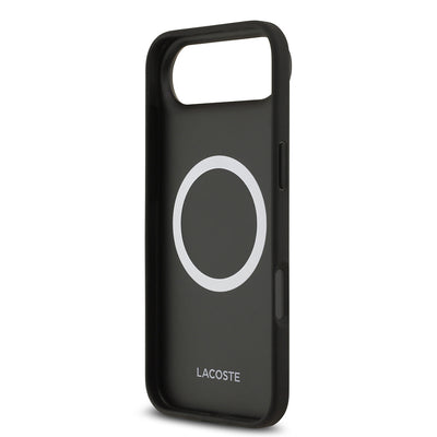 Apple iPhone 17 Air Kılıf Lacoste Orjinal Lisanslı M-safe Şarj Özellikli PU Deri Tasarımlı Kartlıklı Karışık Monogram Desenli Kapak Yeşil