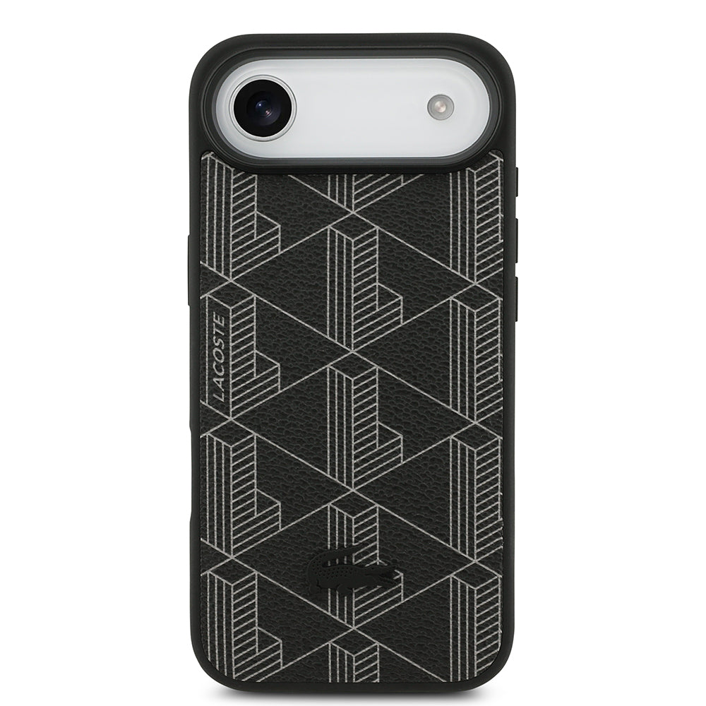 iPhone 17 Air Kılıf Lacoste Orjinal Lisanslı M-safe Şarj Özellikli PU Deri Tasarımlı Kartlıklı Karışık Monogram Desenli Kılıf