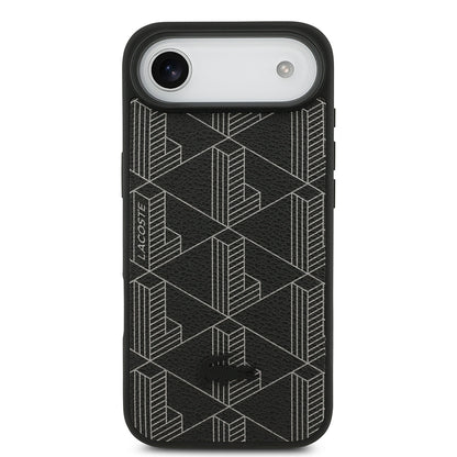 iPhone 17 Air Kılıf Lacoste Orjinal Lisanslı M-safe Şarj Özellikli PU Deri Tasarımlı Kartlıklı Karışık Monogram Desenli Kılıf