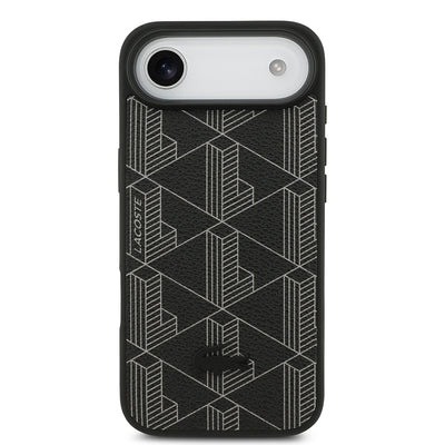 Apple iPhone 17 Air Kılıf Lacoste Orjinal Lisanslı M-safe Şarj Özellikli PU Deri Tasarımlı Kartlıklı Karışık Monogram Desenli Kapak Yeşil