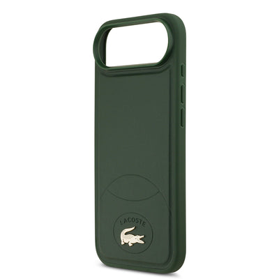 Apple iPhone 17 Air Kılıf Lacoste Orjinal Lisanslı M-safe Şarj Özellikli PU Deri Tasarımlı Metal Logolu Kapak Siyah