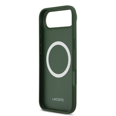 Apple iPhone 17 Air Kılıf Lacoste Orjinal Lisanslı M-safe Şarj Özellikli PU Deri Tasarımlı Metal Logolu Kapak Siyah
