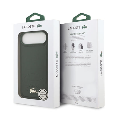 Apple iPhone 17 Air Kılıf Lacoste Orjinal Lisanslı M-safe Şarj Özellikli PU Deri Tasarımlı Metal Logolu Kapak Siyah