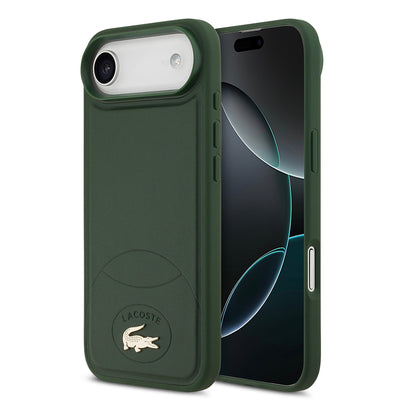 Apple iPhone 17 Air Kılıf Lacoste Orjinal Lisanslı M-safe Şarj Özellikli PU Deri Tasarımlı Metal Logolu Kapak Yeşil
