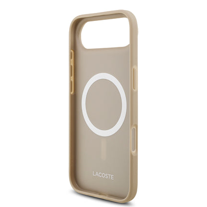 iPhone 17 Air Kılıf Lacoste Orjinal Lisanslı M-safe Şarj Özellikli PU Pike Desenli Metal Logolu Kartlıklı Kılıf