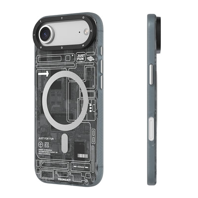 Apple iPhone 17 Air Kılıf M-safe Şarj Özellikli Kamera Denetim Butonlu Youngkit Technology Serisi Kapak Mavi