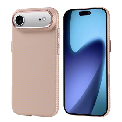 Apple iPhone 17 Air Kılıf M-safe Şarj Özellikli Karbon Fiber Görünümlü Zore Nekst Kapak Gold