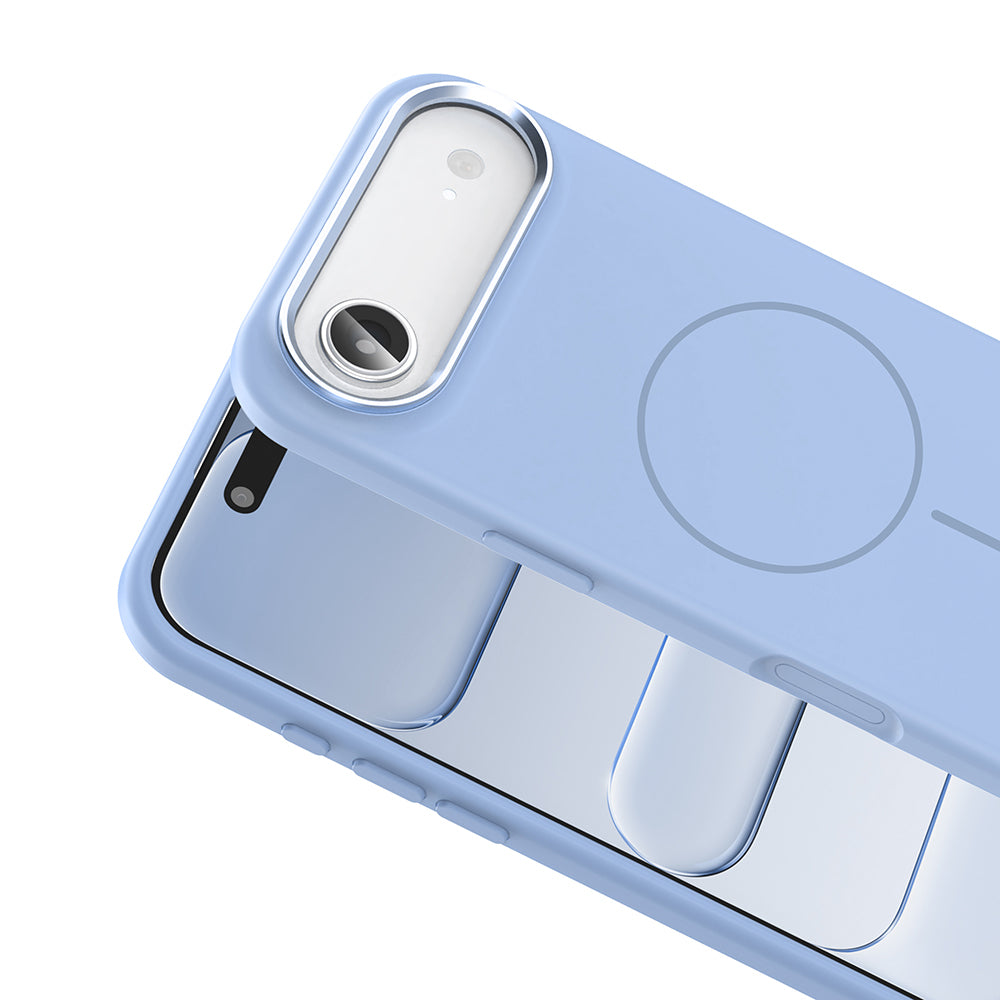 Apple iPhone 17 Air Kılıf M-Safe Şarj Özellikli Metal Kamera Çerçeveli Zore Edi Silikon Kapak Lacivert