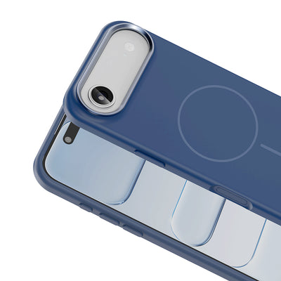 Apple iPhone 17 Air Kılıf M-Safe Şarj Özellikli Metal Kamera Çerçeveli Zore Edi Silikon Kapak Lacivert