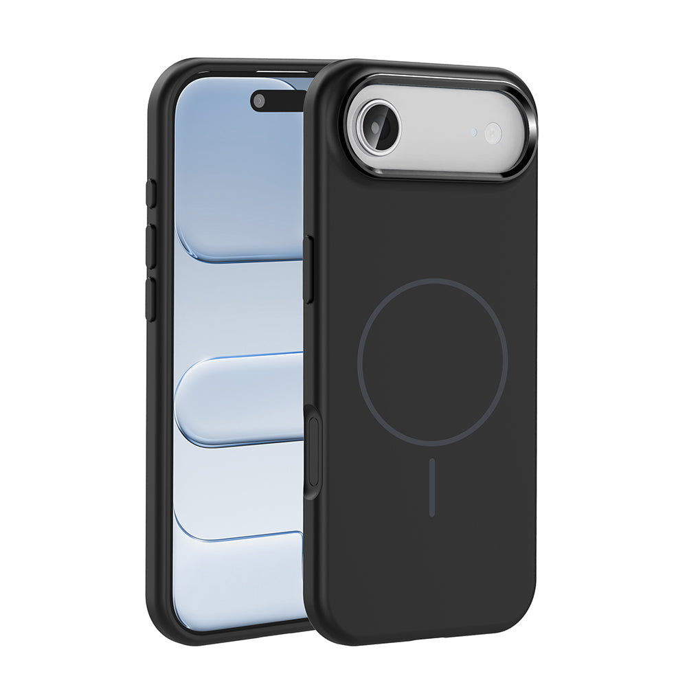 Apple iPhone 17 Air Kılıf M-Safe Şarj Özellikli Metal Kamera Çerçeveli Zore Edi Silikon Kapak Siyah