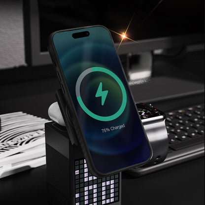 iPhone 17 Air Kılıf M-safe Şarj Özellikli Metal Standlı Lenyes CK225 Kevlar Kılıf