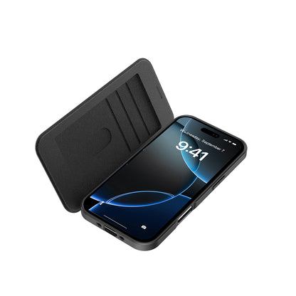 iPhone 17 Air Kılıf M-Safe Şarj Özellikli Raptic Air Folio Şeffaf Kartlıklı Kılıf