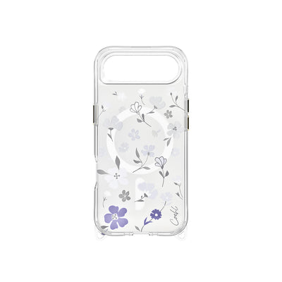 Apple iPhone 17 Air Kılıf M-safe Şarj Özellikli Şeffaf Arka Yüzey Çiçekli Coehl Amara Kapak Lila