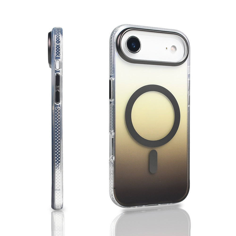 Apple iPhone 17 Air Kılıf M-safe Şarj Özellikli Transparan Renk Geçişli Zore Toros Kapak Rose Gold