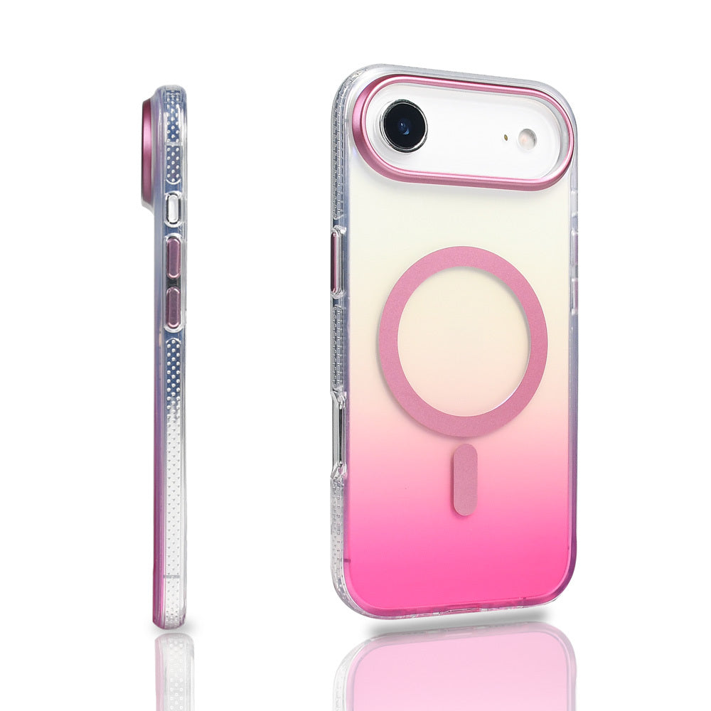 Apple iPhone 17 Air Kılıf M-safe Şarj Özellikli Transparan Renk Geçişli Zore Toros Kapak Gri