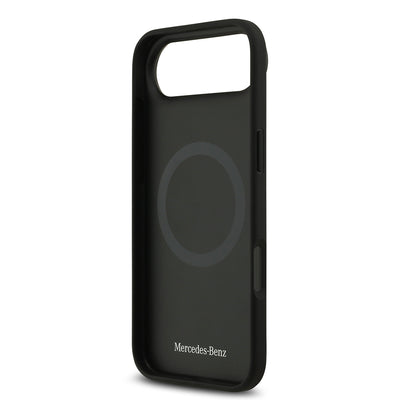 Apple iPhone 17 Air Kılıf Mercedes Benz Orjinal Lisanslı M-safe Şarj Özellikli Dokulu Desenli Deri Kapak Kahverengi