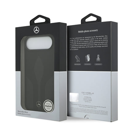 iPhone 17 Air Kılıf Mercedes Benz Orjinal Lisanslı M-safe Şarj Özellikli Dokulu Desenli Deri Kılıf