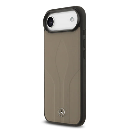 iPhone 17 Air Kılıf Mercedes Benz Orjinal Lisanslı M-safe Şarj Özellikli Dokulu Desenli Deri Kılıf