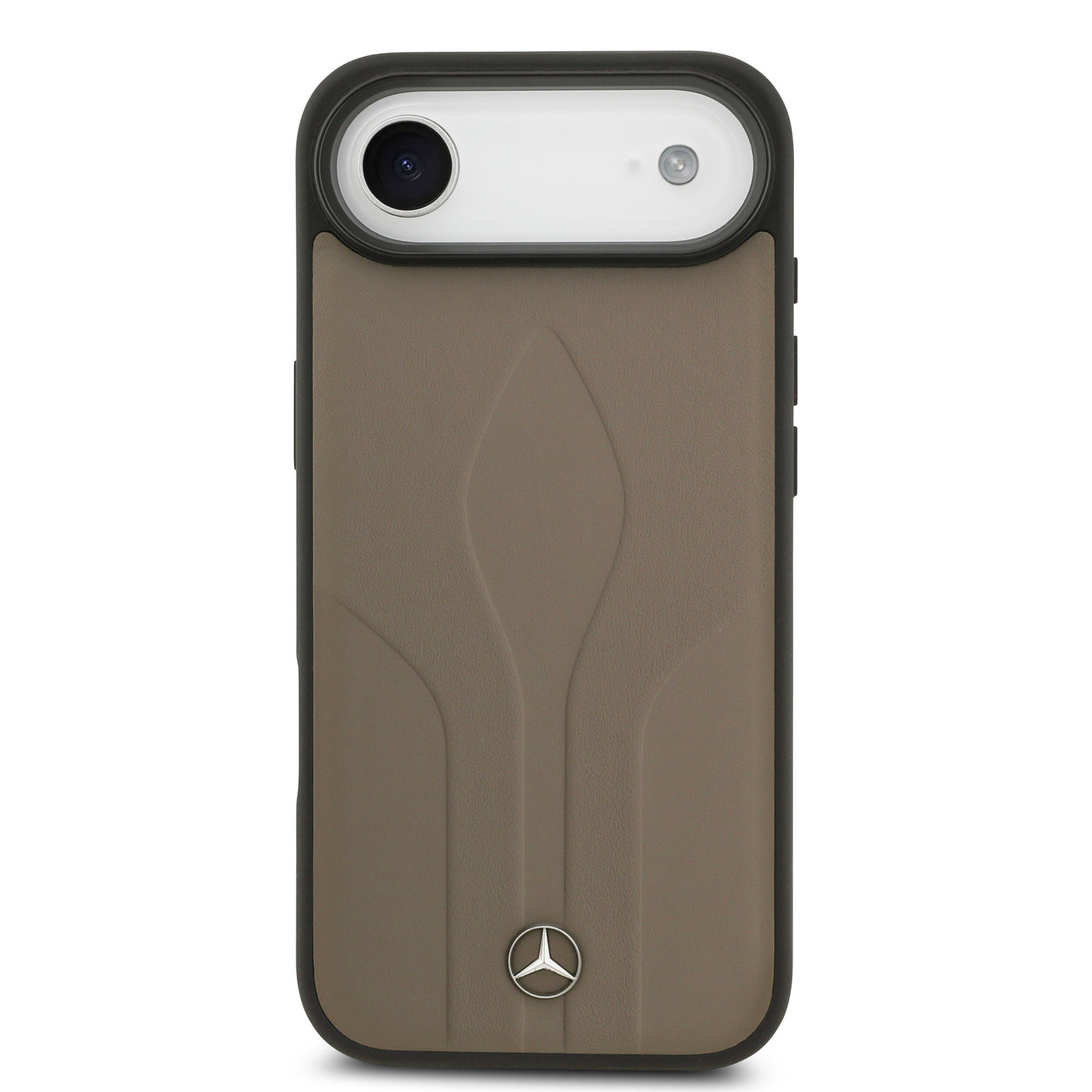 Apple iPhone 17 Air Kılıf Mercedes Benz Orjinal Lisanslı M-safe Şarj Özellikli Dokulu Desenli Deri Kapak Kahverengi