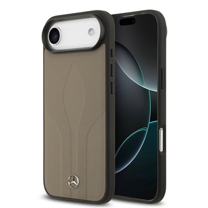 iPhone 17 Air Kılıf Mercedes Benz Orjinal Lisanslı M-safe Şarj Özellikli Dokulu Desenli Deri Kılıf