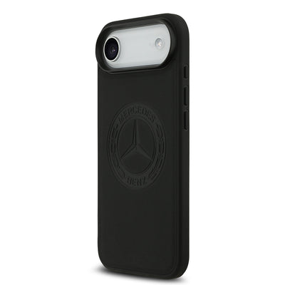 Apple iPhone 17 Air Kılıf Mercedes Benz Orjinal Lisanslı M-safe Şarj Özellikli Hakiki Deri Nostaljik Yıldız Dizayn Kapak Siyah