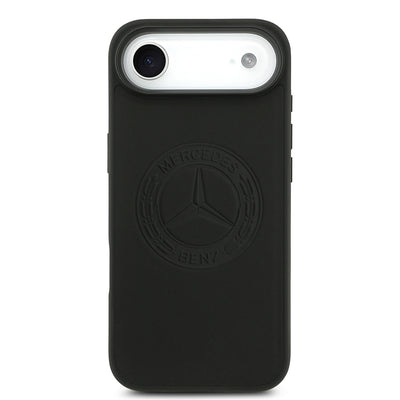 Apple iPhone 17 Air Kılıf Mercedes Benz Orjinal Lisanslı M-safe Şarj Özellikli Hakiki Deri Nostaljik Yıldız Dizayn Kapak Siyah