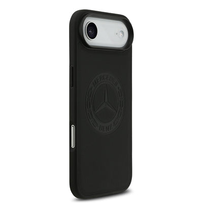 Apple iPhone 17 Air Kılıf Mercedes Benz Orjinal Lisanslı M-safe Şarj Özellikli Hakiki Deri Nostaljik Yıldız Dizayn Kapak Siyah
