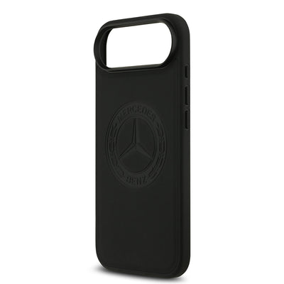 Apple iPhone 17 Air Kılıf Mercedes Benz Orjinal Lisanslı M-safe Şarj Özellikli Hakiki Deri Nostaljik Yıldız Dizayn Kapak Siyah