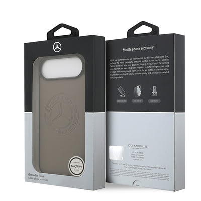 Apple iPhone 17 Air Kılıf Mercedes Benz Orjinal Lisanslı M-safe Şarj Özellikli Hakiki Deri Nostaljik Yıldız Dizayn Kapak Kahverengi