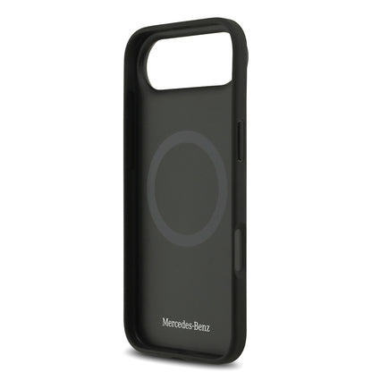 iPhone 17 Air Kılıf Mercedes Benz Orjinal Lisanslı M-safe Şarj Özellikli Şeritli Yıldız Desenli Metal Logolu Deri Kılıf