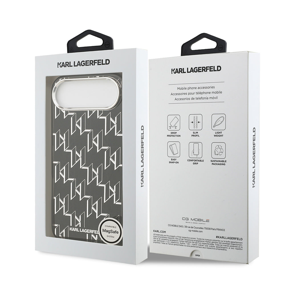 iPhone 17 Air Kılıf Orjinal Lisanslı M-safe Şarj Özellikli Karl Lagerfeld IML Baskılı Monogram Dizayn Kılıf