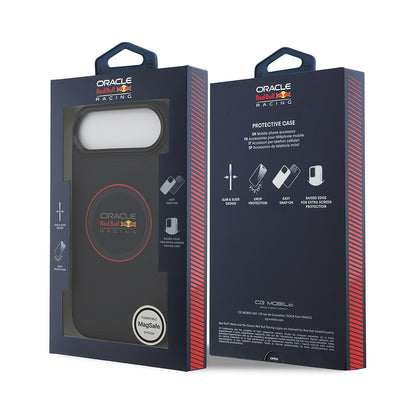 Apple iPhone 17 Air Kılıf Redbull Orjinal Lisanslı M-safe Şarj Özellikli Kırmızı Halka ve Logo Kabartmalı PU Deri Kapak Siyah