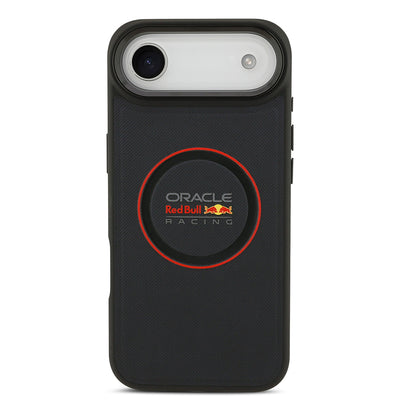 Apple iPhone 17 Air Kılıf Redbull Orjinal Lisanslı M-safe Şarj Özellikli Kırmızı Halka ve Logo Kabartmalı PU Deri Kapak Siyah