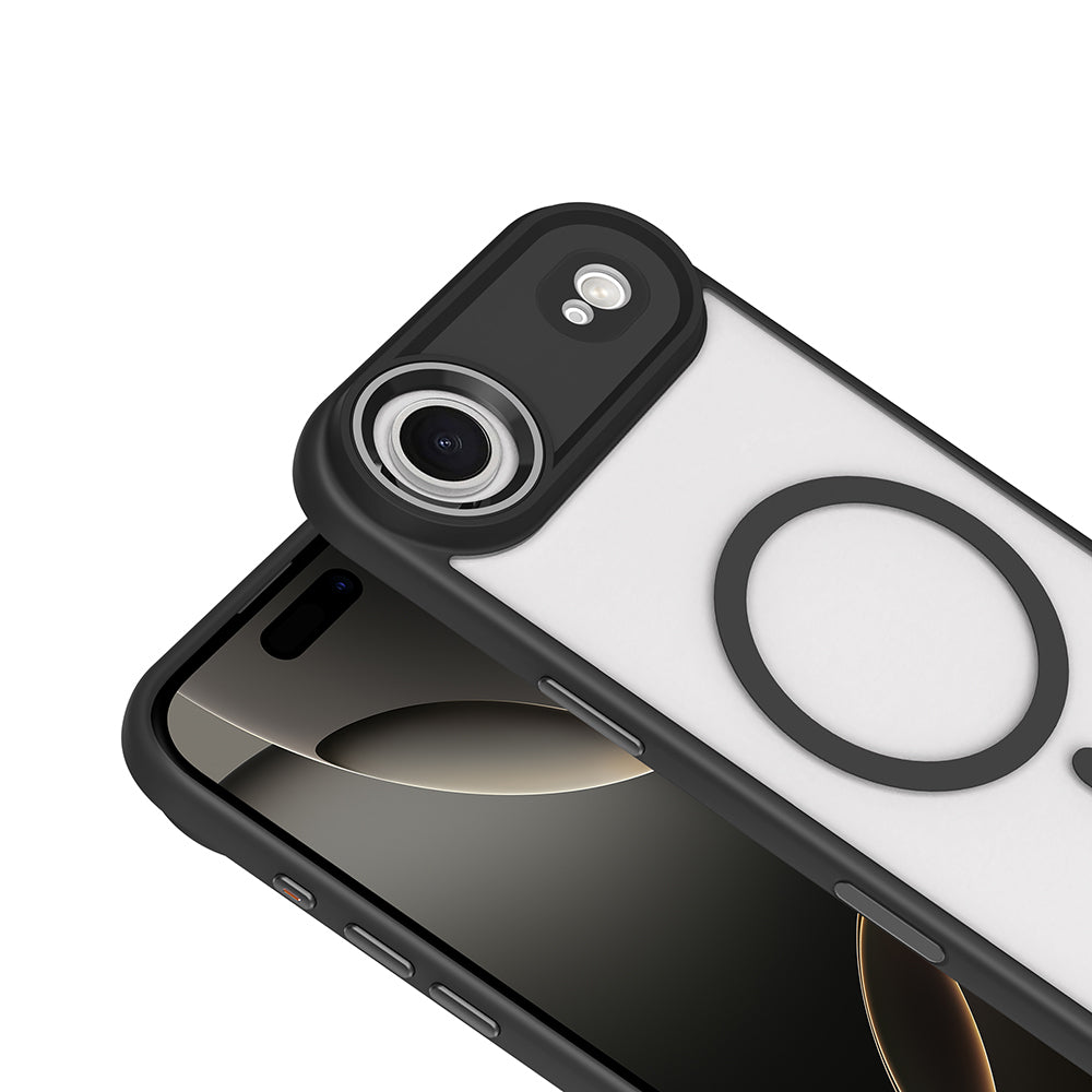 iPhone 17 Air Kılıf Wireless Şarj Özellikli Zore Krom M-safe Silikon Kılıf