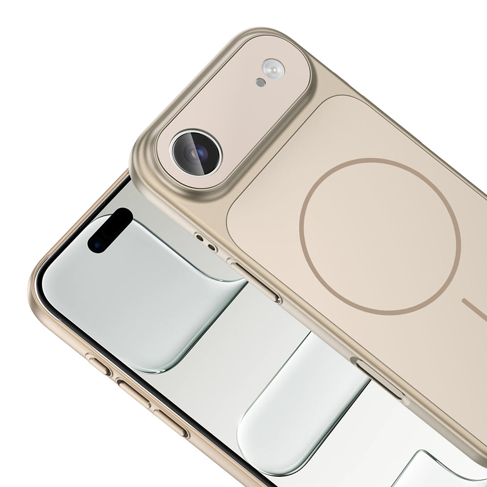 Apple iPhone 17 Air Kılıf Zore M-Safe Şarj Özellikli Kamera Korumalı Formen Kapak Gold