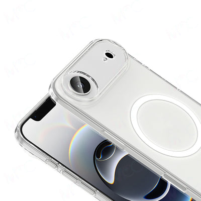 Apple iPhone 17 Air Kılıf Zore M-safe Şarj Özellikli Şeffaf Kamera Çerçeveli Porto Kapak Şeffaf