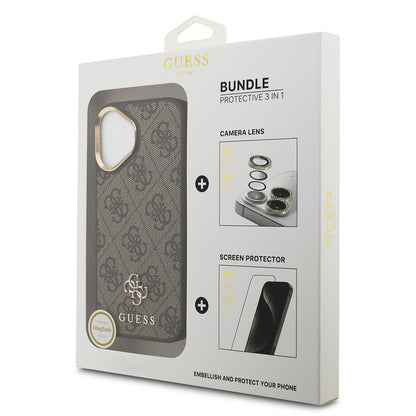 iPhone 17 Guess Orjinal Lisanslı 4G ve Yazı Logolu Kılıf + Ekran Koruyucu + Lens Koruyucu 3in1 Aksesuar Seti