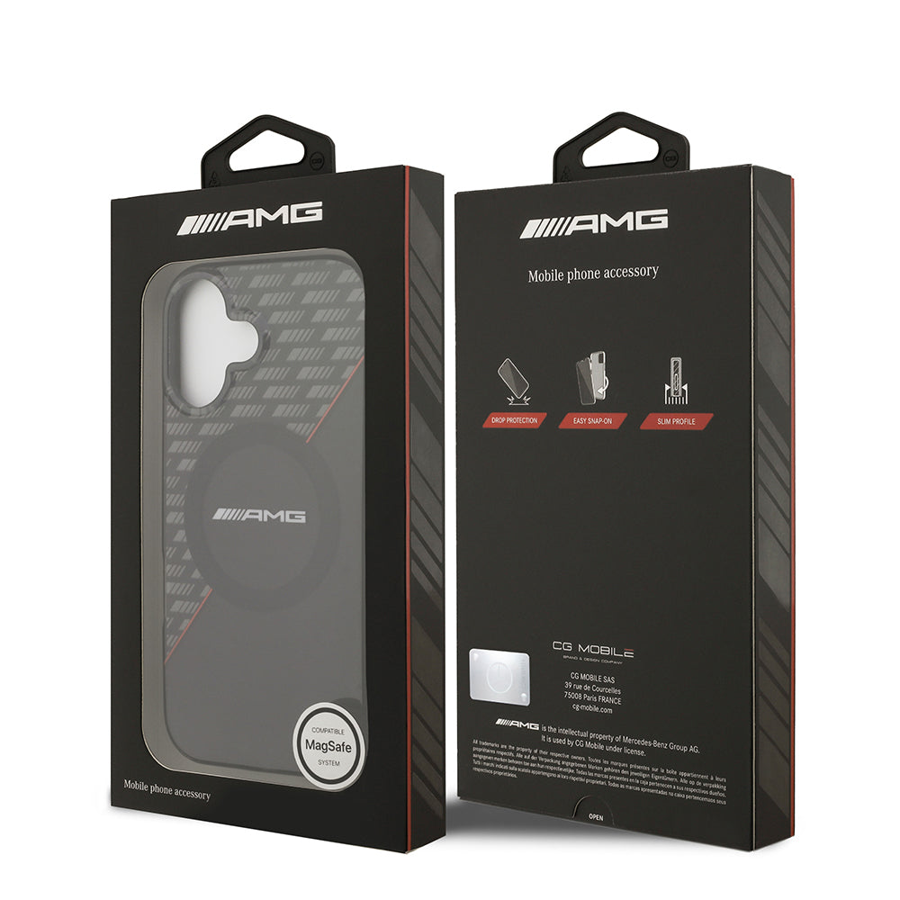 iPhone 17 Kılıf AMG Orjinal Lisanslı M-safe Şarj Özellikli Çift Katmanlı Kırmızı Çapraz Çizgili Kılıf