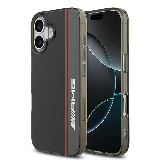 iPhone 17 Kılıf AMG Orjinal Lisanslı M-safe Şarj Özellikli IML Baskı Logolu Çift Katmanlı Bow Lines Kılıf