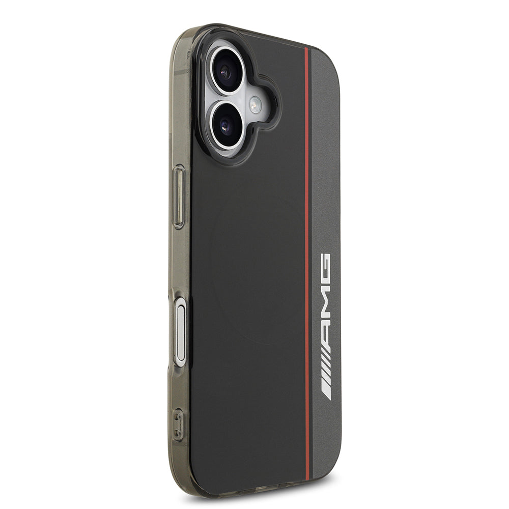 iPhone 17 Kılıf AMG Orjinal Lisanslı M-safe Şarj Özellikli IML Baskı Logolu Çift Katmanlı Bow Lines Kılıf